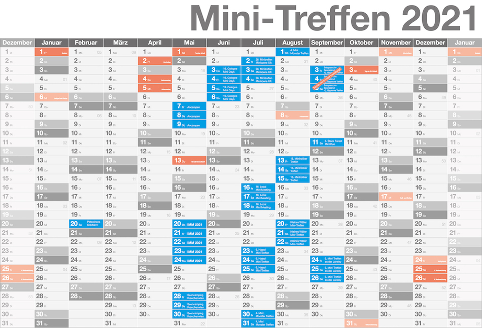 You are currently viewing Aktueller Kalender aller deutschen Mini-Treffen 2021