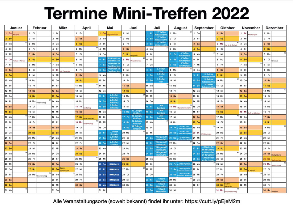 Read more about the article Aktuelle Termine aller deutschen Mini-Treffen 2022